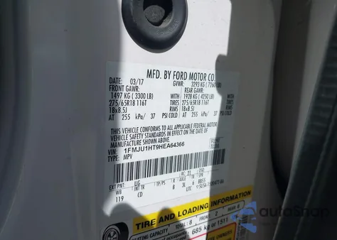 2017 Ford Expedition Xlt z USA, uszkodzony, nr VIN 1FMJU1HT9HEA64366